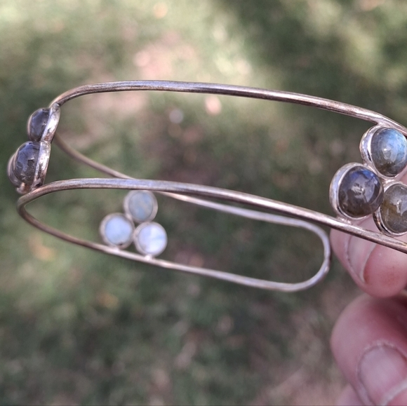 New Labradorite and Larimar Silver Cuff Bracelet. - Picture 11 of 13